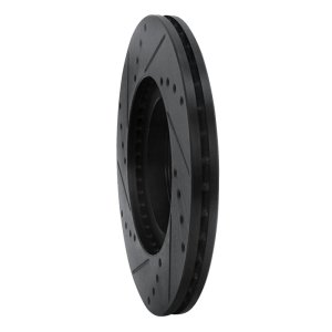 Mazda Miata Brake Rotor (1) - Front Right - R1 Concepts - Drilled & Slotted - Black - `01-`05